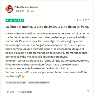 Opiniones sobre Élite del Trading y Pako Thawani en el foro Trustpilot